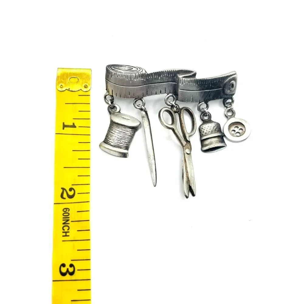 Silver Seamstress Charm Brooch